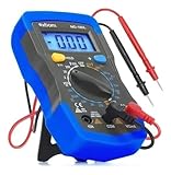 Multímetro Digital Profissional Portátil Auto Range Iluminação, Teste de Continuidade Bipe, Mede Corrente AC/DC Tensão 200mV–600V, Display LCD, Acompanha Bateria 9V 2 Pontas para Eletricistas Técnicos