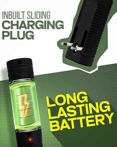 Weird Wolf Heavy Duty Mosquito Racket Bat | Rechargeable Electric Fly Swatter | Mosquito Killer Racquet with 2 Pin Plug and 3 Months Warranty (Dark Green)