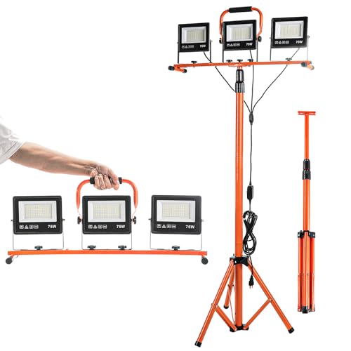 30000 Lumen Work Lights with Stand, 3 Adjustable Head LED Work Light with Foldable Stand and 16FT...