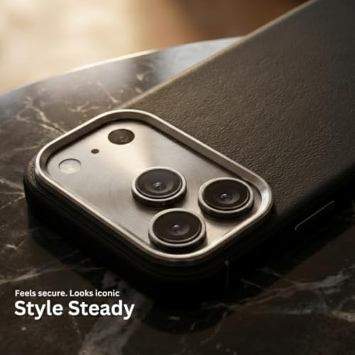 Image of SkynUp Linea Premium Leather Back Cover Case for iPhone 17 Pro | MagSafe Compatible | Black