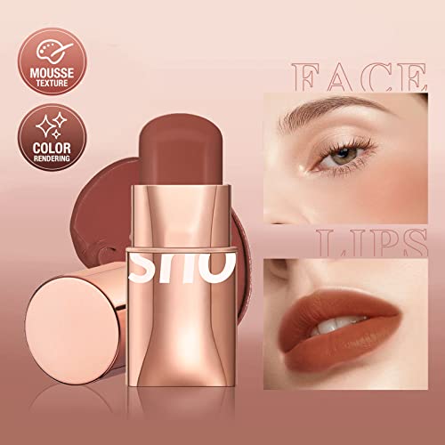 Newbang Cream Blush Stick For Cheeks Makeup,Waterproof Blush Face Stick Multi-Use Lip And Cheek Tint,Matte Finish Lightweight Easy To Blend Natural Cream Blusher Makeup For All Skin Tones- Rose Red #TOP2