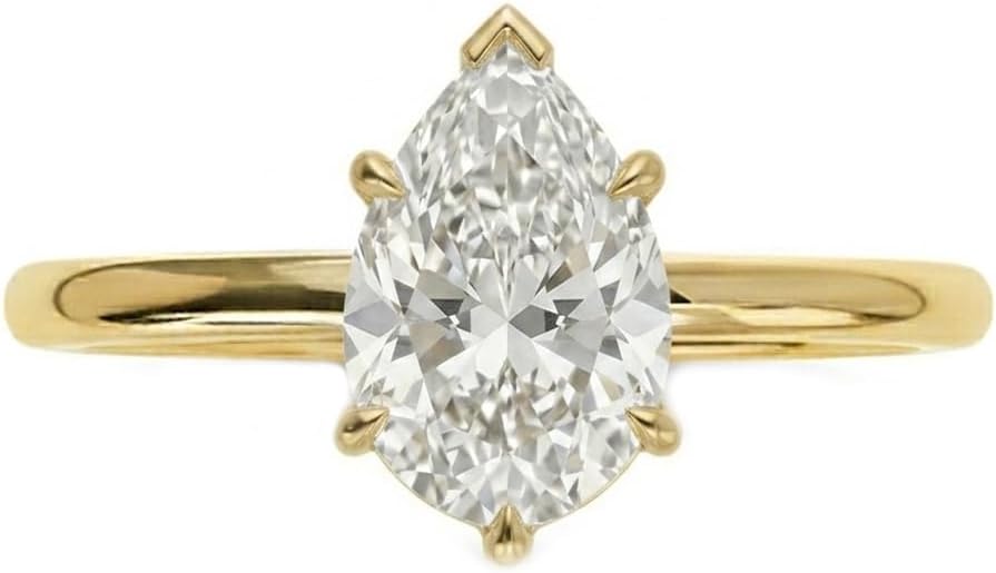 1.0 To 3.0 CT IGI Certified LAB Grown Diamond Ring 10K 14K 18K Solid Gold Solitaire Diamond Engagement Ring for Women D Color, VS1-VS2 Clarity