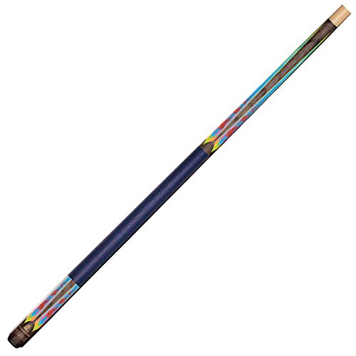 POWERGLIDE Psychedelic | One Pool Cue Stick | Ramin Shaft and Butt with Colourful Decal Design | Pool Joint with Plastic Collar | Assorted Weights | Full Size 57" | 10mm Tip
