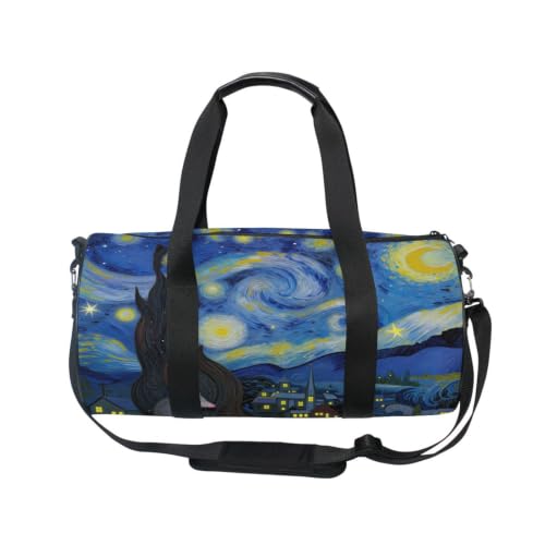Bolsa de deporte redonda con estampado original de noche estrellada 2