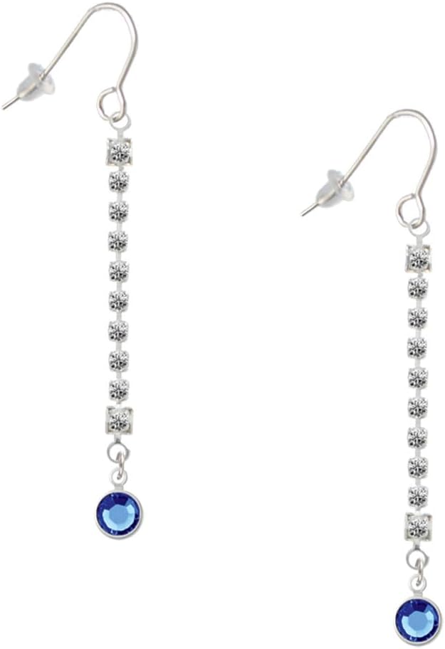 Delight Jewelry Crystal Channel Drop Silver-tone Long Sparkle Dangle French Earrings