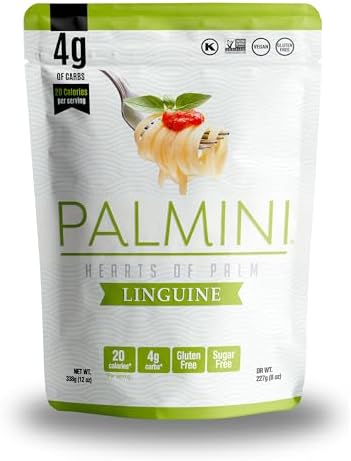 Palmini Linguine Pasta | Low-Carb Pasta, Low-Calorie Hearts of Palm Pasta | Keto, Gluten Free, Vegan, Non-GMO, Plant Based, Healthy Noodles | Seen on Shark Tank |(12 Ounce - Pack of 1)