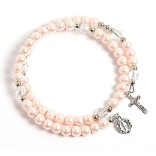 crigema - Pulsera Rosario de muelle con cruz y medalla de la Virgen Milagrosa -...