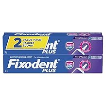 Fixodent Plus Gum Care Denture Adhesive Cream for Fulls and Partials, 2 oz 57g - Pack of 2