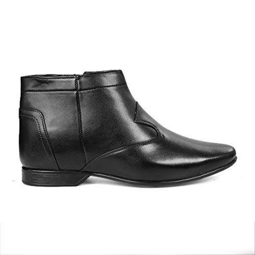Image of mens Men's Faux Leather Height Increasing Black Boots Ankle Boot