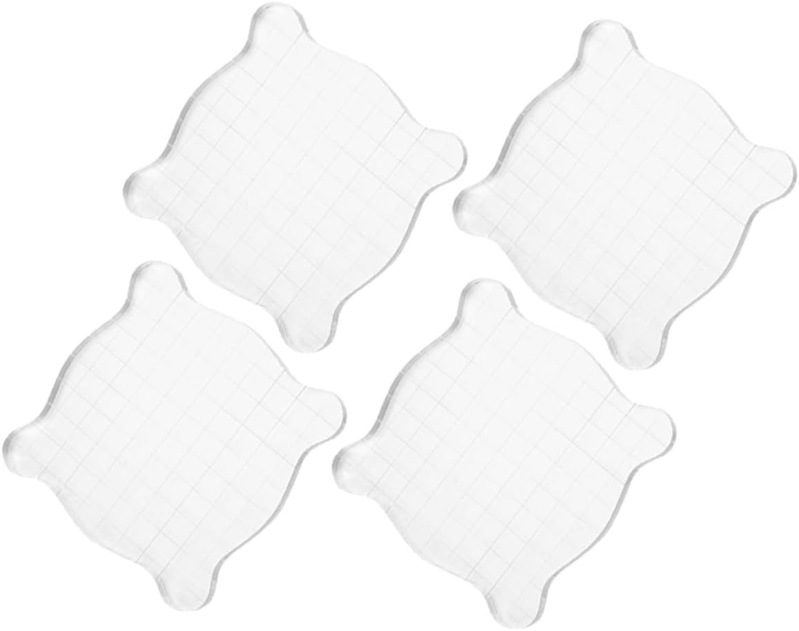 4pcs Acrylic Stamp Blocks with Grid Lines and Wavy Edges for Scrapbooking Crafts and Card Making