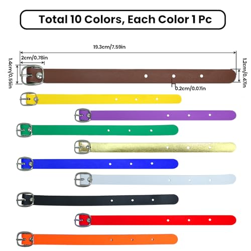 Image of 10-Pack Luggage Straps - Adjustable 7.59 Inch (19.3cm) Replacement Belts with Metal Buckle, 10 Colors for Luggage Tags, Pass Holders, Watch Bands & Travel Accessories
