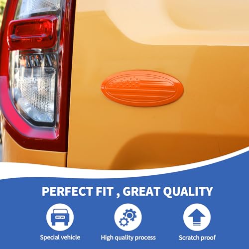 Image of RAZPOY for Bronco Emblem Cover, 5.31inch Rear Tailgate Overlay Badge Emblem Cover Trim Fit for 2021-2026 Ford Bronco & Bronco Sport, USA Flag Orange