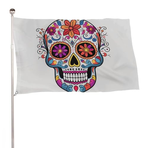 Drapeaux de jardin crâne en sucre de qualité supérieure avec œillets