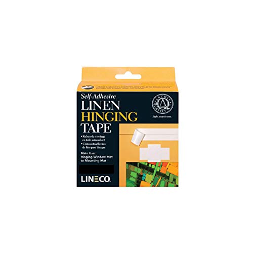 Lineco Self-Adhesive Archival Mounting/Hinging Tissue Roll, Acid-Free Linen Fabric, Translucent, 1 Inch x 98 Feet (L533-0126)