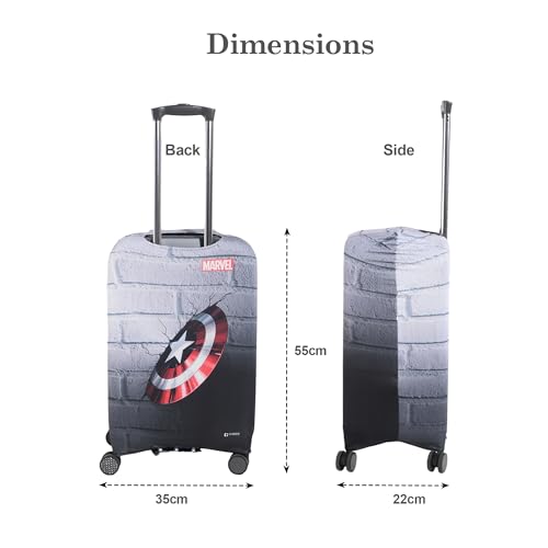 Image of Heart Home 18-22 Inch Polyester Small Size Suitcase Cover | Machine Washable Luggage /Trolley Bag Cover Protector | Captain America Shield Print - Grey