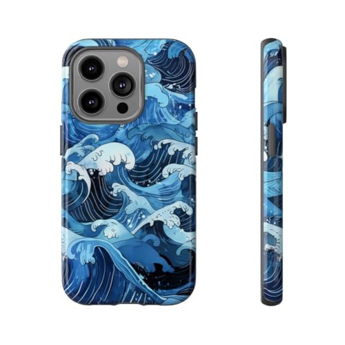 Coque iPhone 14 Pro vagues de l'océan - L'art zen japonais fait main