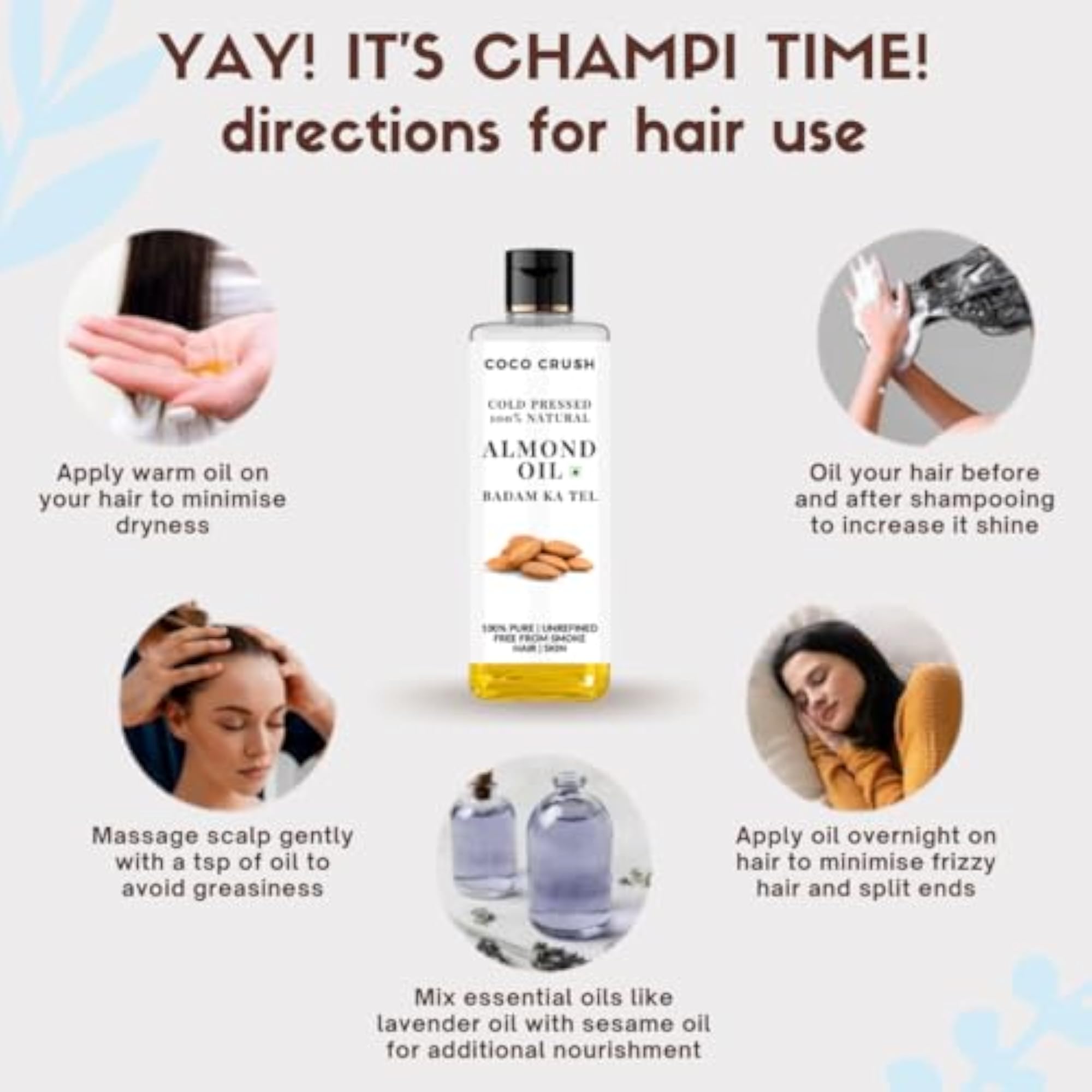 Almond Oil, Cold-Pressed & Natural for Hair Care, 100ml