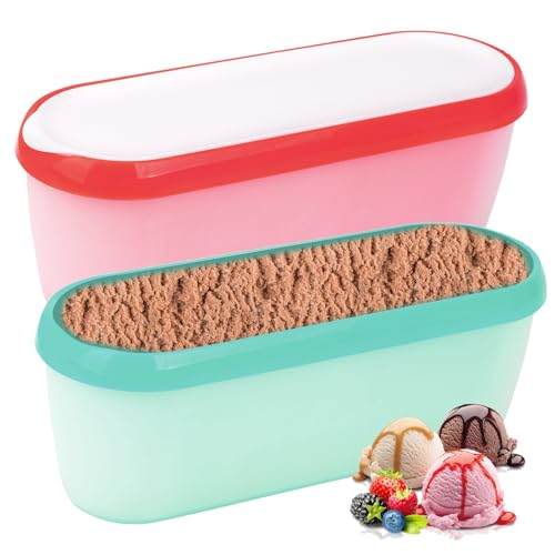 Pasdrucn Lot De 2 Bac A Glace Maison, Pot à Glace De Rond Et Réutilisable, Pot Glace, Bac A Glace Avec Couvercle, Bac Glace, Bacs à Glace Avec Couvercle (rose + vert menthe)