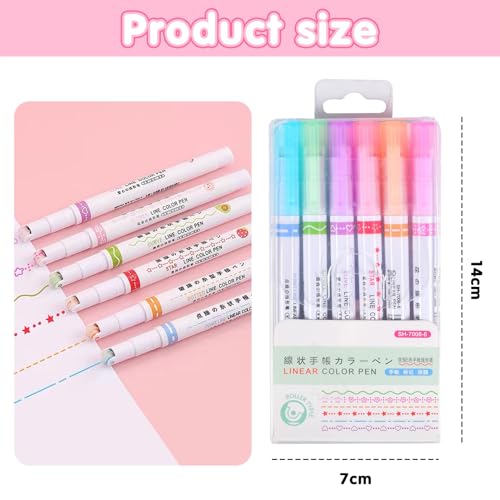 Newtic Curve Highlighter Pen Set 6 Pieces Curve Highlighters, Coloured Pens with Fine Tips with Different Shapes, for Writing, Drawing and Colouring