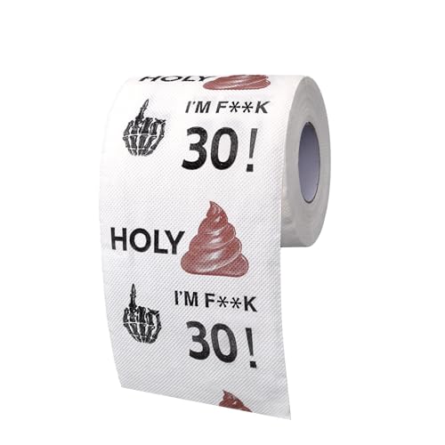 GADITIEK Papel higiénico divertido presentes 30 aniversários, novo padrão tiras papel higiénico, presente 30 anos de mulher, ideias presente de homem aniversário, decoração divertida de aniversário