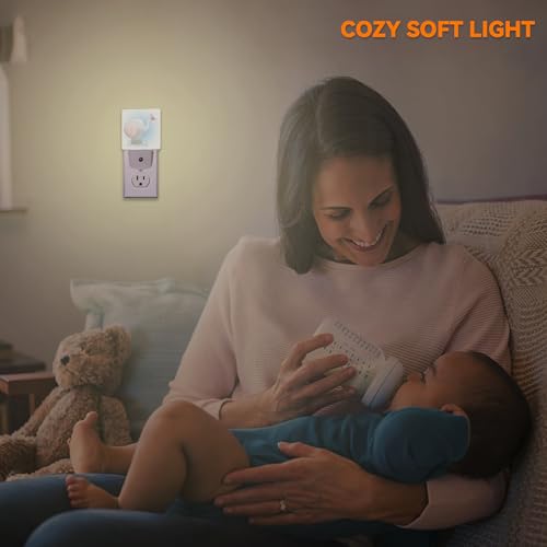 Image of Cute Elephant Night Light,Butterfly Plug into Wall with Dusk to Dawn Light Sensors, Nightlights for Bedroom, Bathroom, Hallway, Kitchen,Gifts for Girls Women