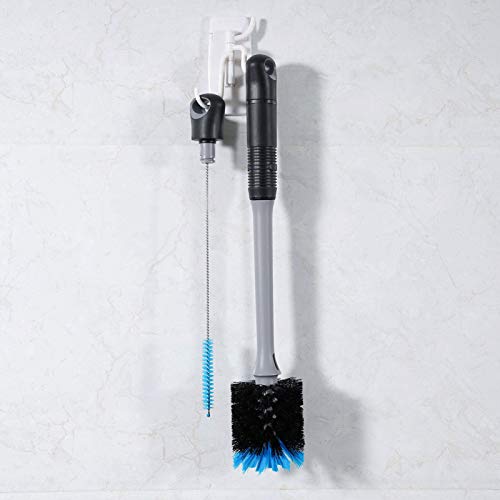 Image of MOSOLAN 2-in-1 Water Bottle Brush and Straw Cleaner Brush, Long Handle Water Bottle Scrubbing Brush for Water Bottles, Glasswares, Mugs, Flasks, Tumblers and Kitchen Sink, Black, 1 Pack
