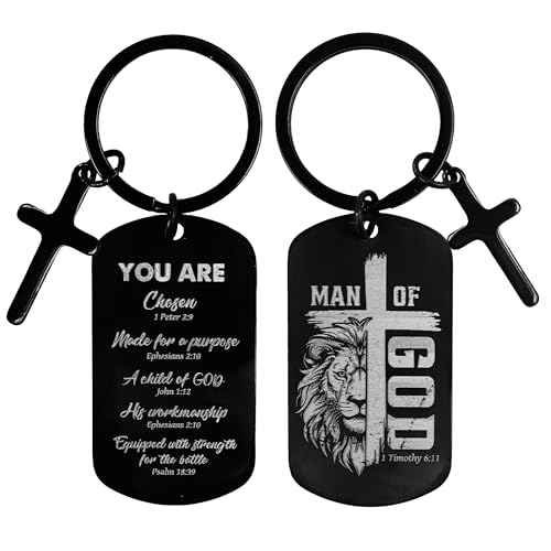 Keychain for Men Boys, Dog Tag Style Key Chain, Black Key Rings Birthday Christmas Veteran Day Gifts