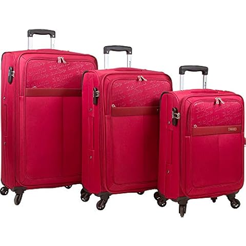 Dejuno Tuscany Lightweight Spinner Luggage, Red, 3-Piece Set Cover