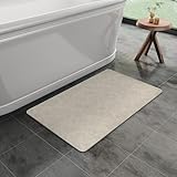 Bath Mat Rug, Rubber Non-Slip Quick Dry Absorbent Thin Bathroom Rugs Fit Under Door Bathroom Floor Mats-Shower Rug for in Front of Bathtub, Sink, Shower Room(Light Brown,16'x24')