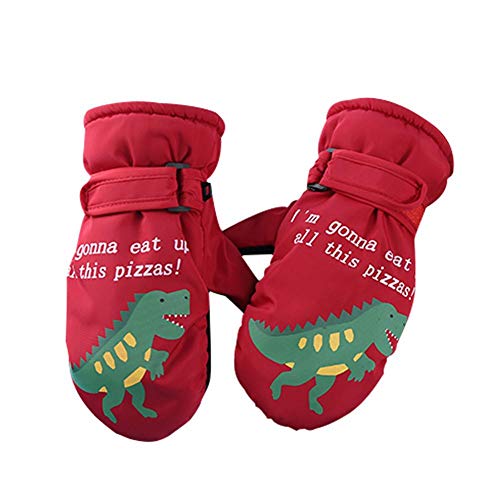 perfecti Kinder Skihandschuhe Cartoon Dinosaurier Winter Schneehandschuhe Wasserdicht Winddicht Fäustlinge Kinder Warm Snowboard Rodeln Handschuhe Für Jungen Und Mädchen 4-8 Jahren Cover