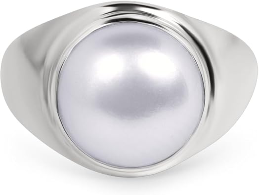 55Carat Pearl Ring 7 Carat Stone Sterling Silver Bold Men Ring Size 4,5,6,7,8,9,10,11,12,13