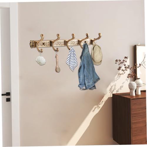Perchero vintage de pared marrón con 5 ganchos de aluminio para colgar ropa 5