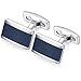 HONEY BEAR Cufflinks Mens Shirt Rectangle Stainless Steel Business Wedding Gift Navy Blue
