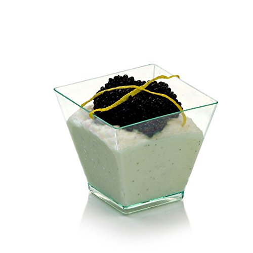 Image of Restaurantware 2 Ounce Appetizer Cups, 100 Square Mini Dessert Cups - Disposable, Recyclable, Seagreen Plastic Square Plastic Cups, Mini, For Appetizers Or Desserts - Restaurantware