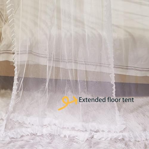 Elegante panel de decoración de dormitorio tipo canopy de cama amarilla con malla suave 7