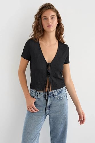 Short Sleeve Tie-Up Detail Blouse3