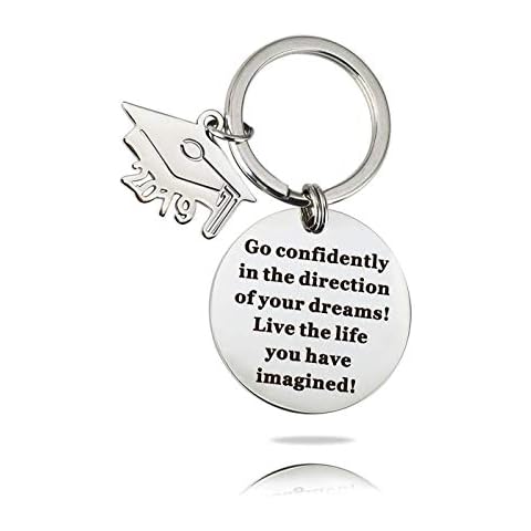 7-Almond Graduation Keychain Go Confidently in The Direction of Your Dreams Live The Life You Have Imagined Keychain Inspirational Gift for Girl,Boys Cover
