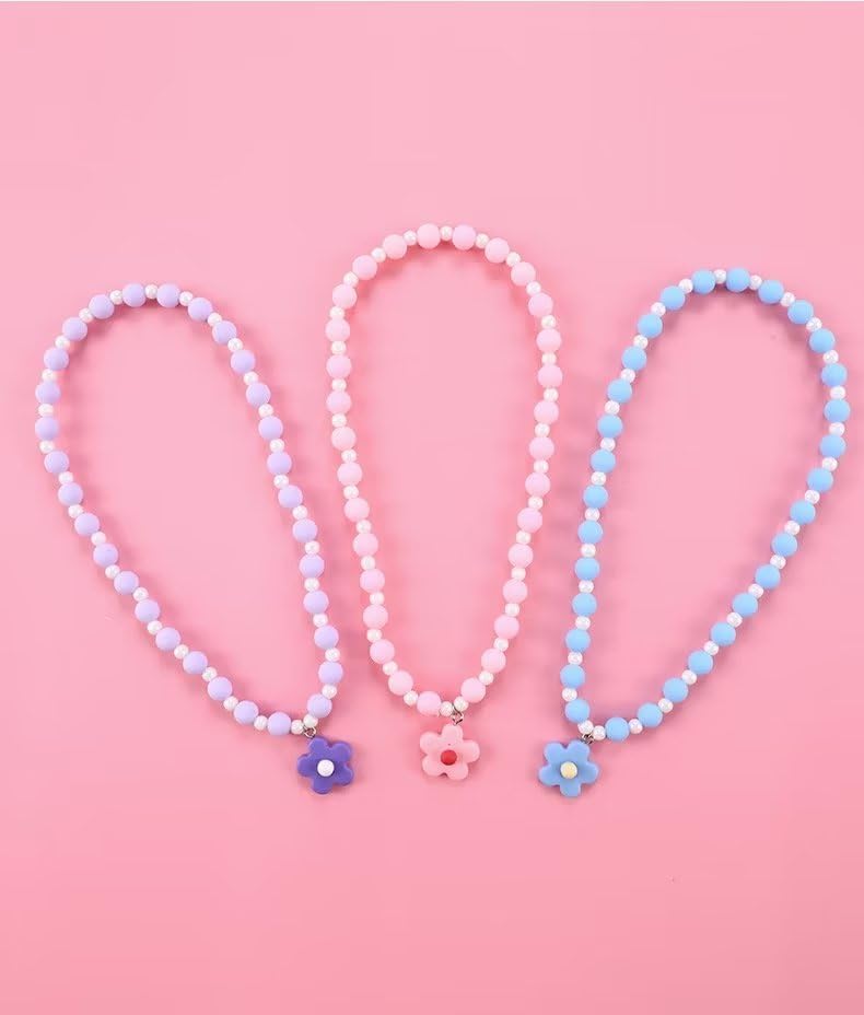 Miniatura 3 de Juego de collares y pulseras de cuentas para niñas, dije de mariposa de flores, collar elástico, regalos de fiesta, disfraz, regalo de joyería