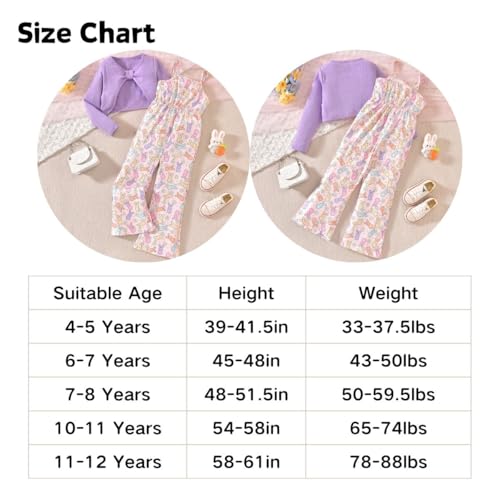 Image of HIHA Girls Sleeveless Jumpsuits Outfit Long Sleeve Twist Front Tops Romper Clothes Set Size 4-12