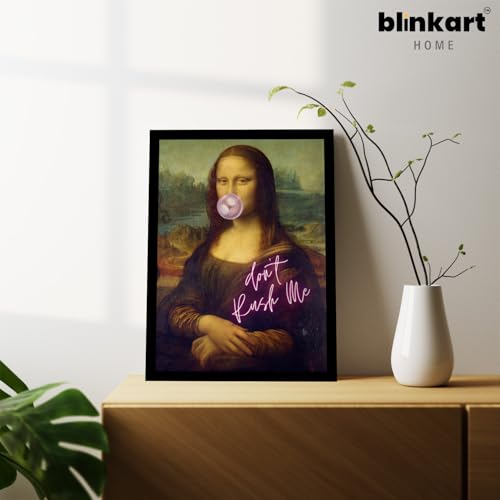Image of BLINKART Framed Photo - Dont Rush Me Mona Lisa | Altered Art Theme | Motivational & Inspirational Wall Art Poster for Home, Bedroom, Living Room, Office, Hotel & Gifting - 12x8 Inch