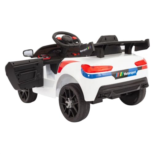 Carro Elétrico Infantil Branco Motorizado com Controle Remoto Luz e Som Bang Toys