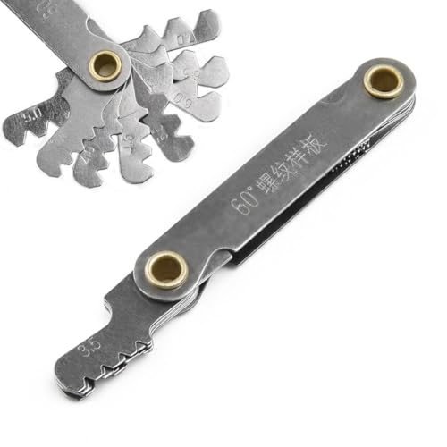 FACAIIO Juego de herramientas de calibre de corte de paso de rosca para 55° y 60° pulgadas y para roscas de tornillo métricas, giratorio ajustable para rango de medición con dureza de acero templado