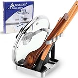 SOLEADER Vertical Spoon Rest and Lid Stand for Stove Top kitchen Utensils Pot Lid Holder and Organizer for Kitchen Counter Foodgrade Stainless Steel with Drip Tray and Handle