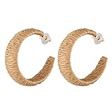 Scddboy Raffia Earrings for Women,Bohemian Beach Earrings Handmade Braid Geometric Drop Dangle Earri