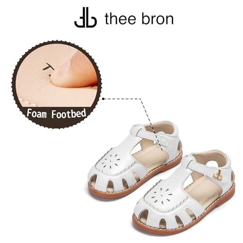 Image of THEE BRON Toddler Girls Closed-Toe Sandals Sweet Retro Cutout Summer Dress Shoes