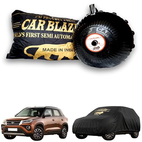 Image of CARBLAZER Portable & Semi-Automatic Full Body Car Covers: Heavy Duty Device| Anti-Theft| Dust & Scratch Proof | Water & Wind Resistant|Custom Fit| Dual-Side Cover, Compatible for Toyota Urban Cruiser