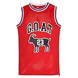Youth Basketball Jersey Goat Player Jersey Classic 23 Shirts Gift for Kids Embroidery Basketball Fans Jersey Red L