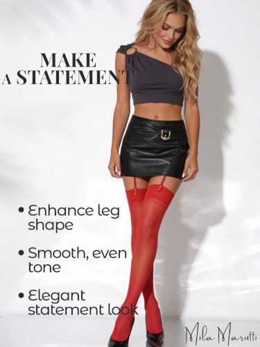 Image of Mila Marutti Sheer Thigh High Stockings for Garter Belts | 20 Denier Lingerie Stockings | Garter Set Nylons Multiple Colors