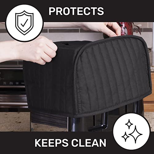 Ritz Premium Universal Four Slice Toaster Cover, 11.25" X 7.25" X 10.5", Polyester And Cotton Quilted, Fingerprint Protector, Super Soft Appliance Cover And Dust Cover, Black #TOP4