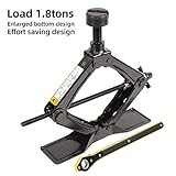 LEAD BRAND Scissor Jack is a Fast and Labor-Saving Design, Load 1.8 tons(3968lbs), Maximum Height is 16.54 inches. The Bottom is Enlarged, The top Steel Column can be Disassembled